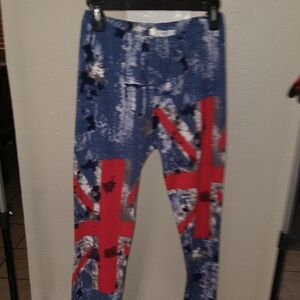 NWOT Blue & Red Union Print Leggings